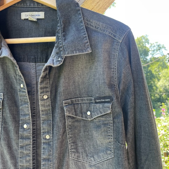 Calvin Klein Black Chambray Shirt - Picture 3 of 6